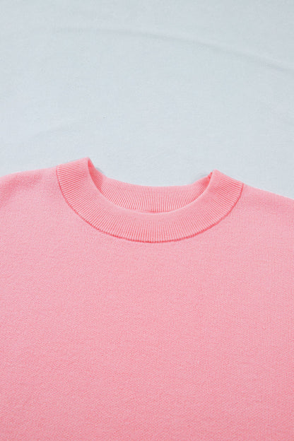 Solid Scalloped Hem 3/4 Sleeve Sweater Top