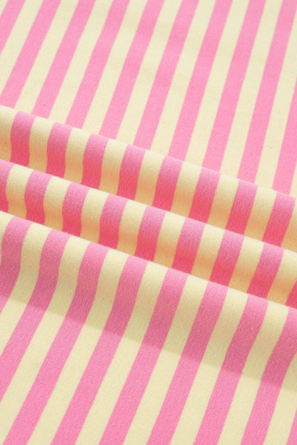 Plus Size Stripe Boxy Tee & Drawstring Short Set