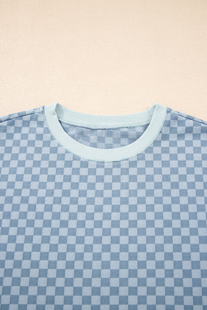 Checker Long Sleeve Pullover and Shorts Set