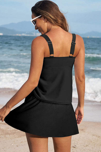 Colorblock Tankini Top and Skort Swim Set