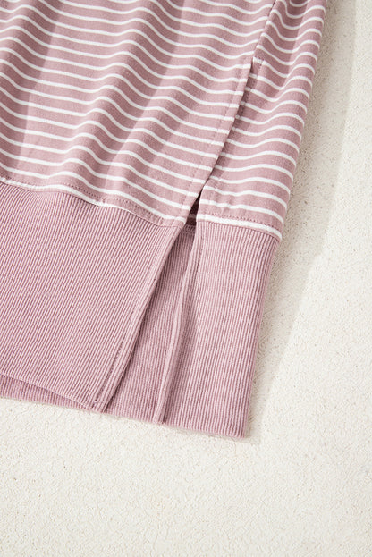 Stripe Thumbhole Drop Shoulder Sleeve Hoodie