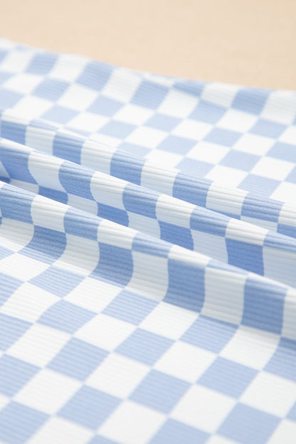 Checker Ribbed Short Sleeve Crew Neck T-Shirt