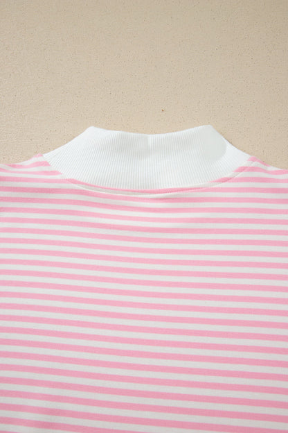 Stripe Oversize Mock Neck Sweatshirt & Shorts Set