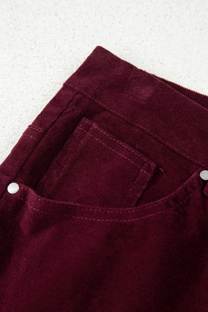 Solid Corduroy High Waist Wide Leg Pants