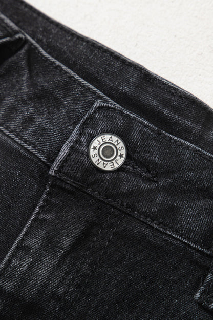 Denim Patch Pocket Wide Leg Jeans