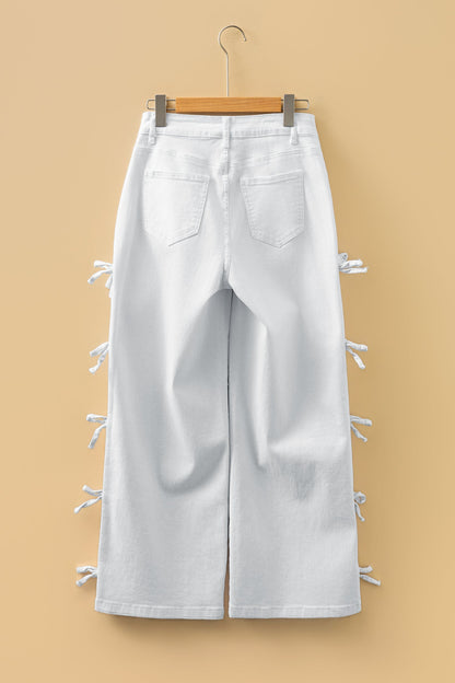 Denim Bow Side Straight Leg Jeans