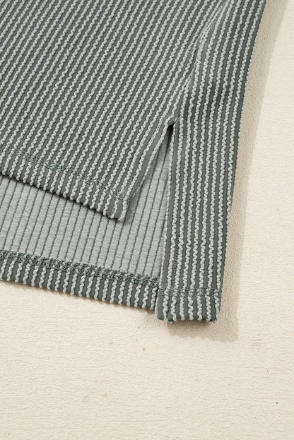 Solid Corded Knit Long Sleeve Top