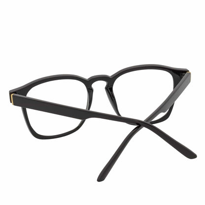 DENMARK - Square Horn Rimmed Blue Light Glasses Black Clear Lens