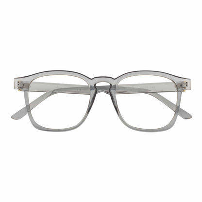 DENMARK - Square Horn Rimmed Blue Light Glasses Clear Gray Clear Lens