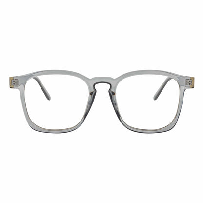 DENMARK - Square Horn Rimmed Blue Light Glasses Clear Gray Clear Lens