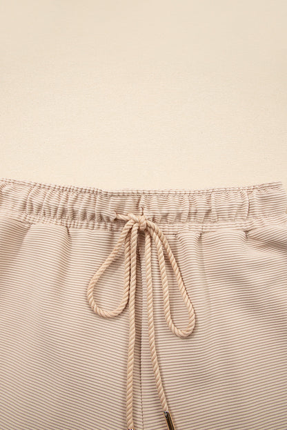 Textured Half-Zip Top & Drawstring Shorts Set