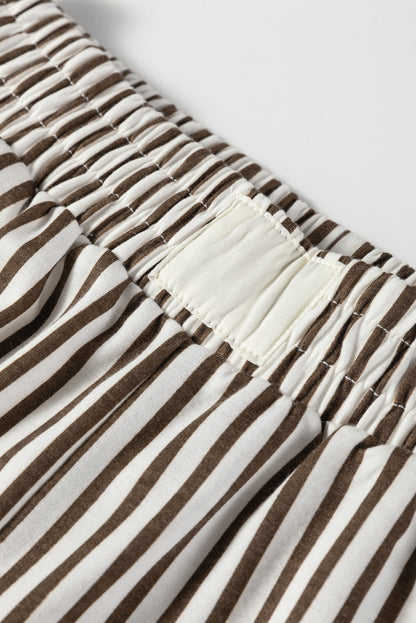 Stripe Pocketed Elastic High Waist Pants