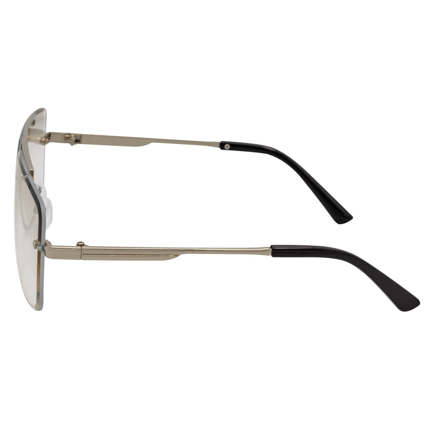 DIRECTOR - Rimless Metal Flat Top Aviator Silver Clear Lens Glasses