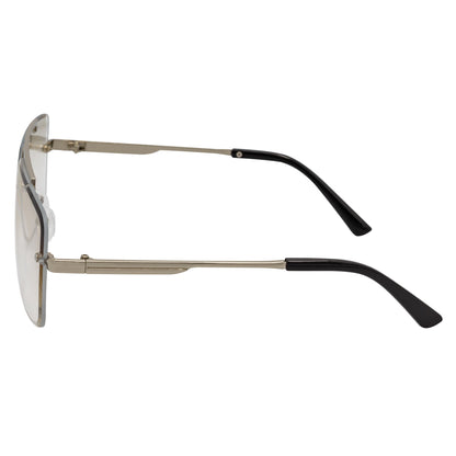DIRECTOR - Rimless Metal Flat Top Aviator Silver Clear Lens Glasses