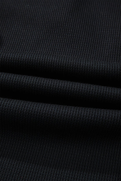 Denim Waffle Knit Contrast Trim Polo Dress