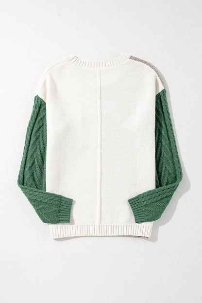 Colorblock Patch Pocket Drop Shoulder Sweater