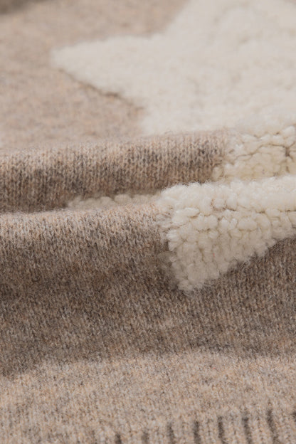 Star Sherpa Textured Buttoned Sweater Cardigan
