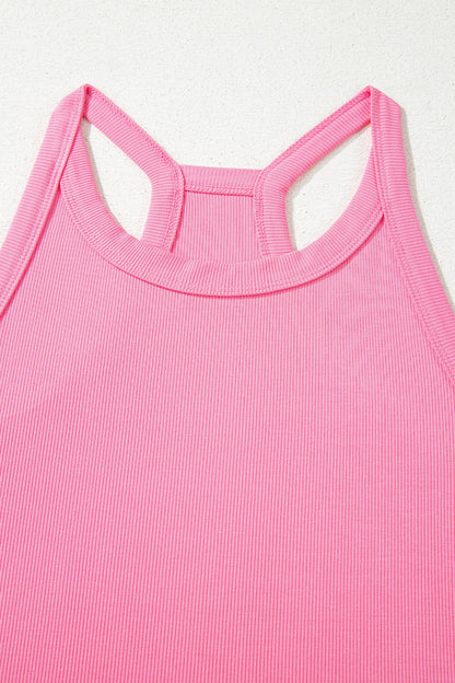 Solid Ribbed Tank Top & Sweatpants Set