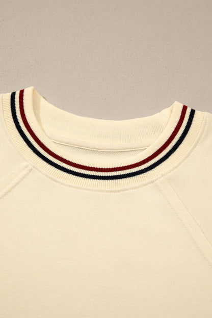 Varsity Stripe Cuffed Short Sleeve Tunic Top