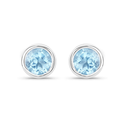 1.20 ct Genuine Blue Topaz .925 Sterling Silver Earrings