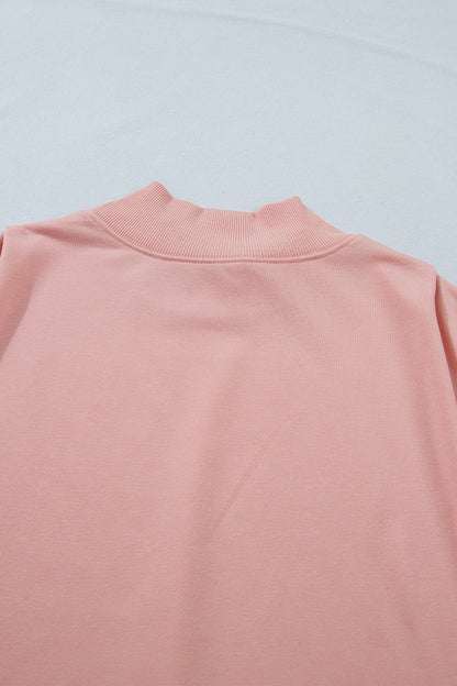 Solid Mock Neck Cap Sleeve Oversized Top