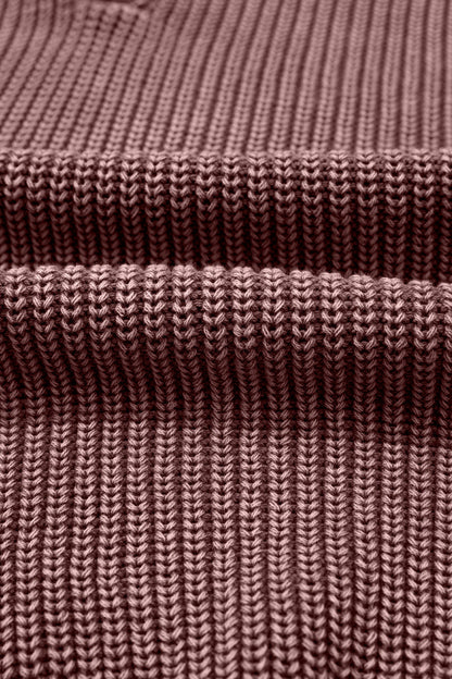 Mineral Wash Buttoned Polo Collar Knit Sweater