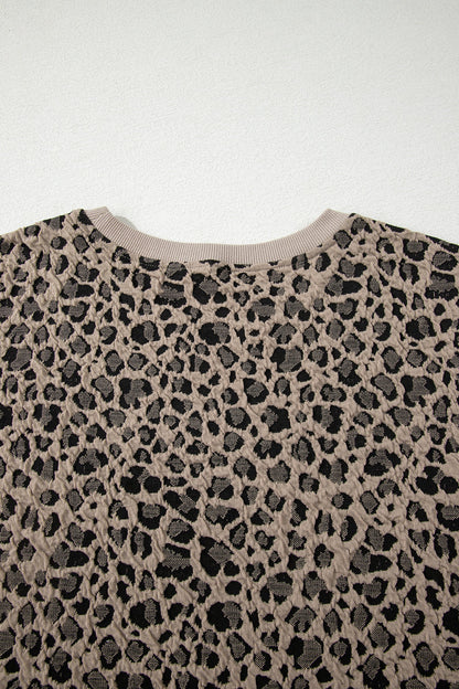 Plus Size Leopard Textured Short Sleeve T-Shirt