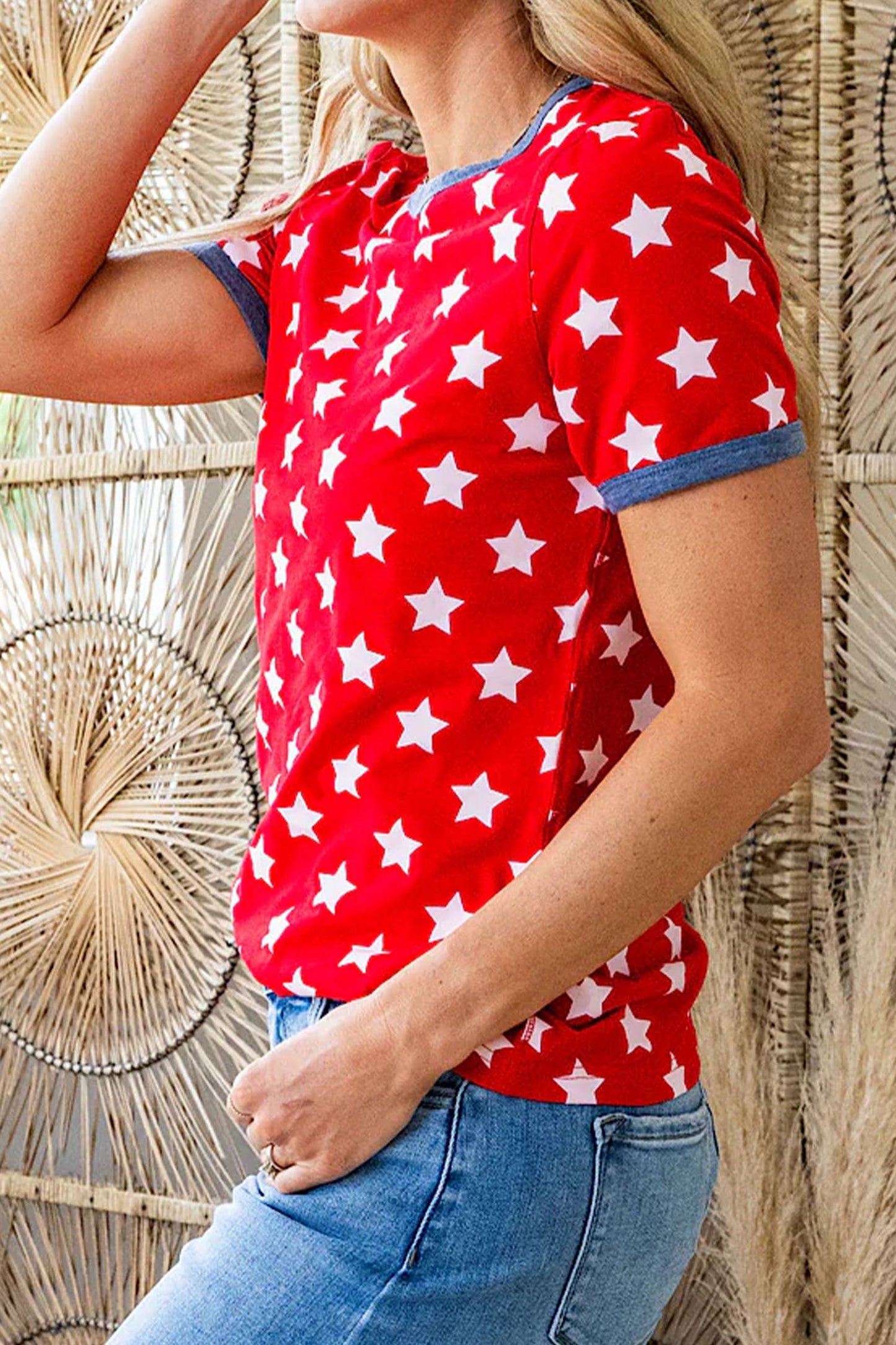 Americana Stars Colorblock Short Sleeve Top
