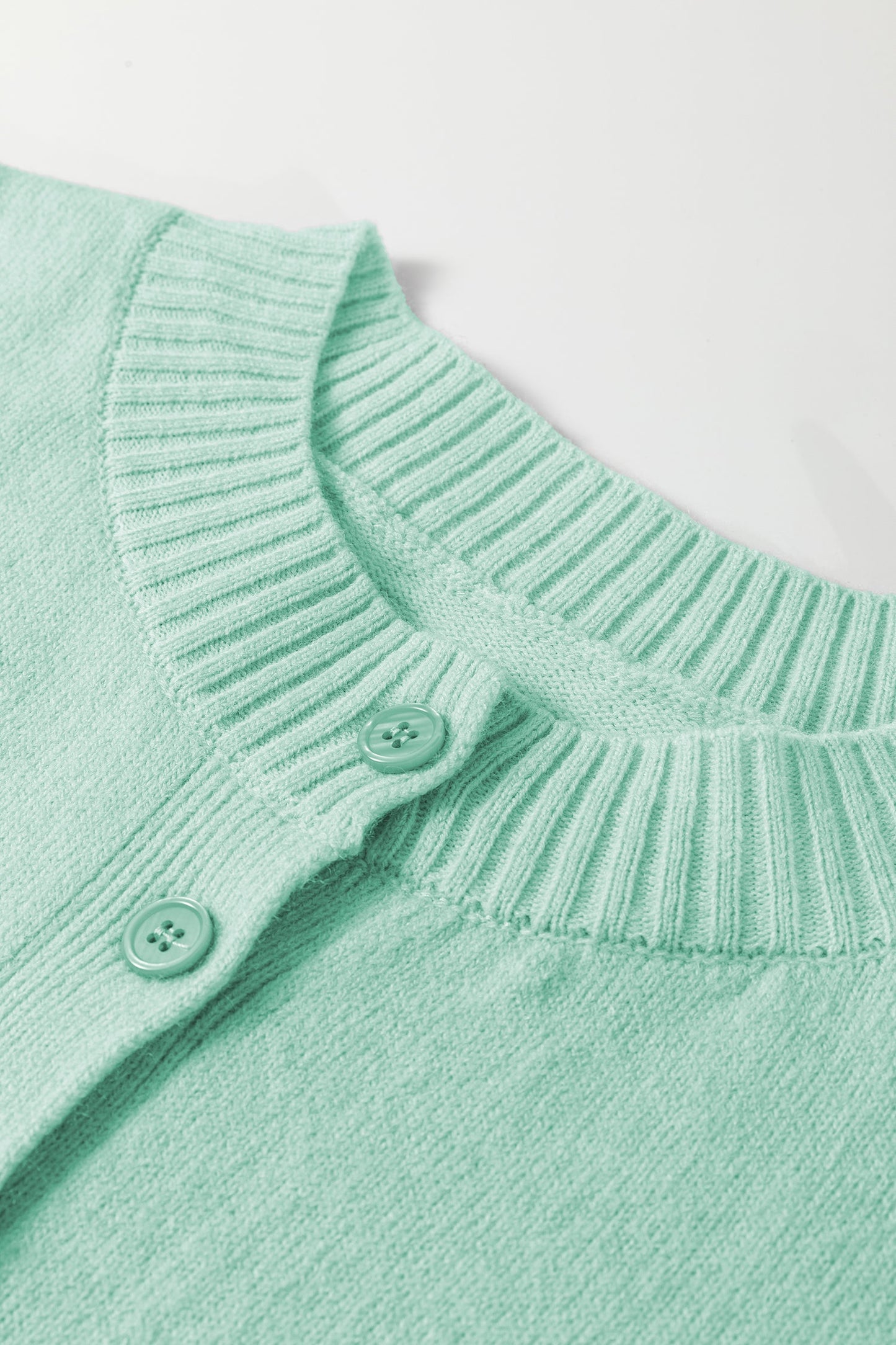 Solid 3/4 Sleeve Boxy Button-Down Cardigan