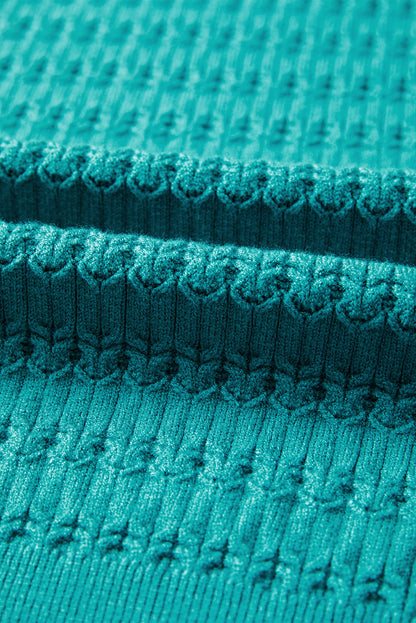 Solid Knit Ribbed Cuff Crewneck Sweater