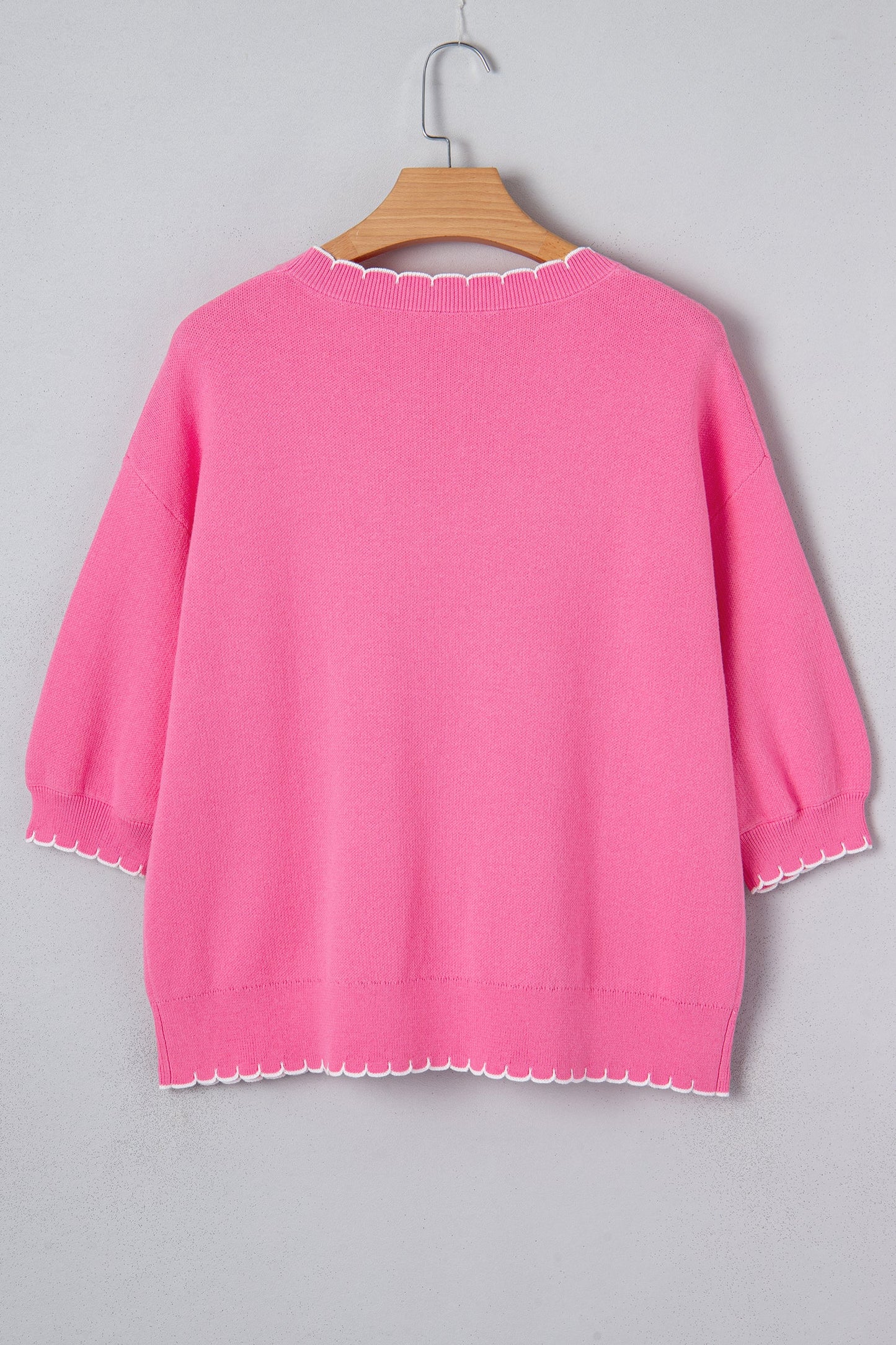 Bow Tie Contrast Stitch 3/4 Sleeve Sweater