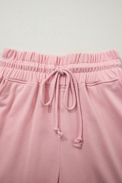 Solid Tee & Wide Leg Raw Hem Pants Set