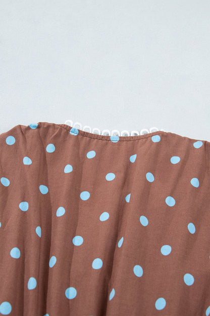 Polka Dot Zip Up V-Neck Sleeveless Dress