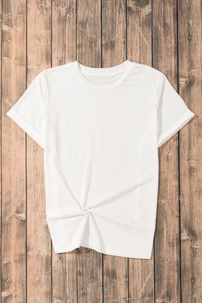 Solid Short Sleeve Crew Neck Tee