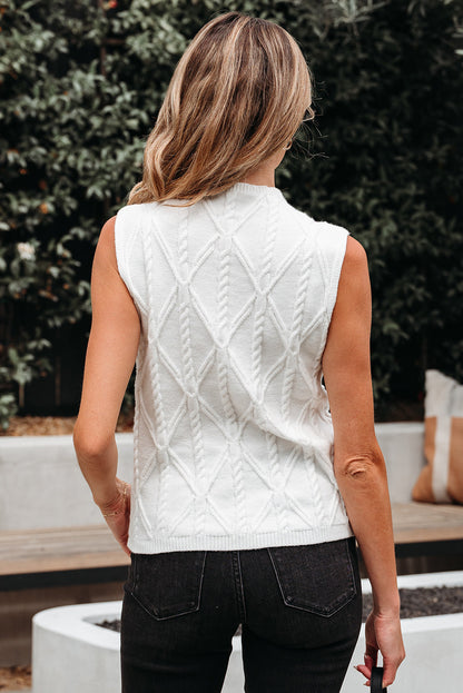 Pearl Textured Knit High Neck Sweater Top