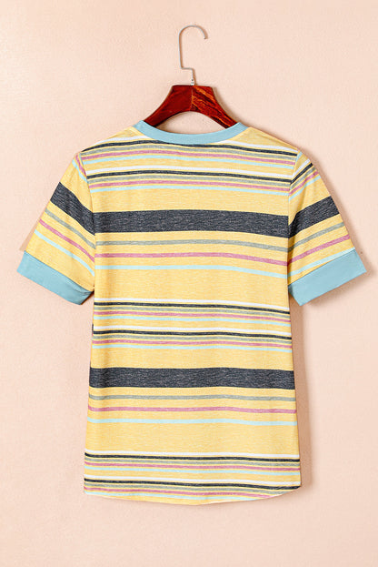 Stripe Short Sleeve Crew Neck T-Shirt