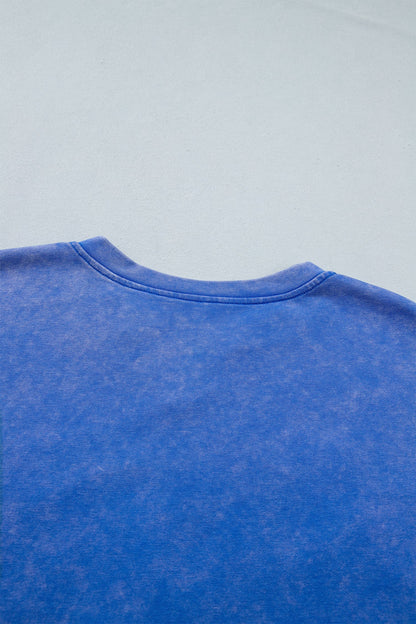 USA Star Patchwork Mineral Wash Notched Neck Tee