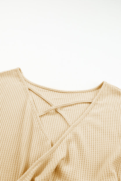 Sequin Patchwork Sleeve Open Back Top