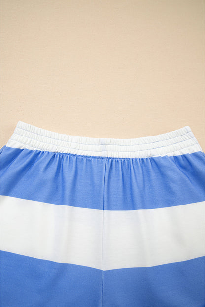 Stripe Half Zip Oversize Tee and Shorts Set