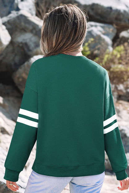 Varsity Stripe Drop Shoulder Oversized Sweatshirt