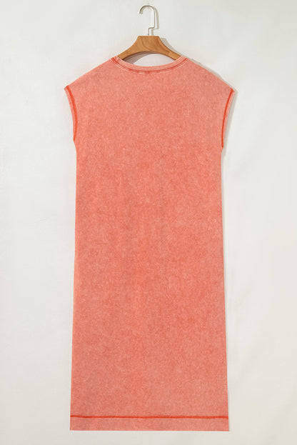 Mineral Wash Pocketed T-shirt Maxi Dress