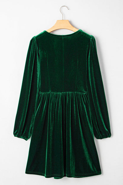 Bow Tie Velvet High Waist Mini Dress