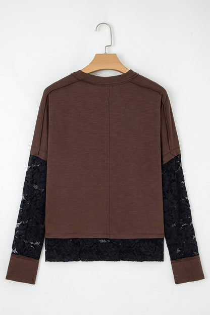 Lace Patchwork Long Sleeve Top