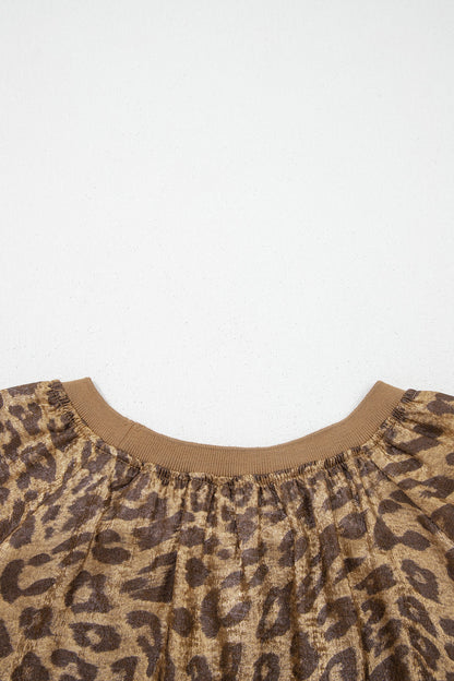 Metallic Leopard 3/4 Sleeve Blouse