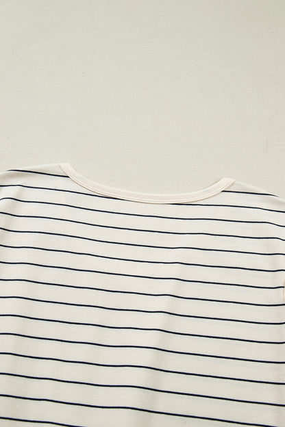 Stripe Drawstring Tunic Tank Mini Dress w/ Pockets
