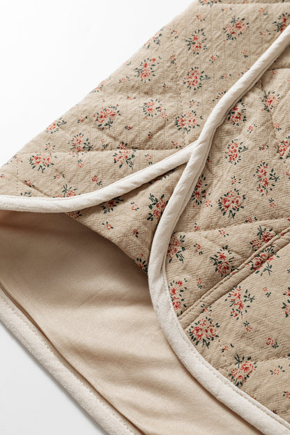 Floral Quilted Button Front Vest