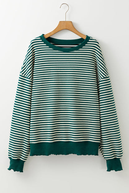 Stripe Drop Shoulder Long Sleeve Top