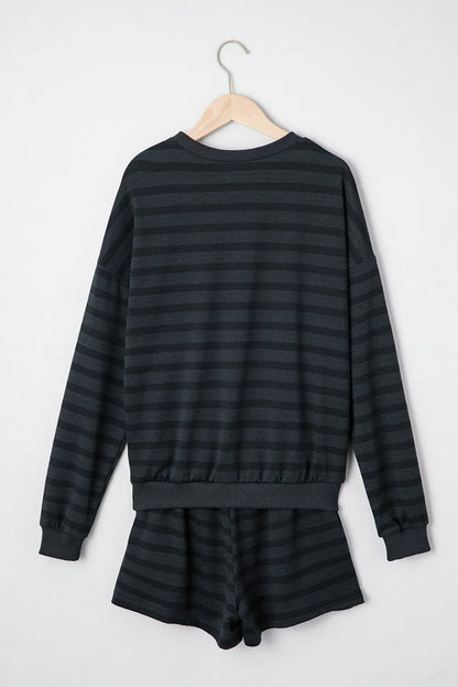 Stripe Long Sleeve Top & Shorts Set