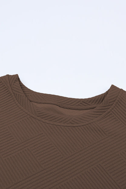 Solid Textured T-Shirt and Drawstring Pants Set
