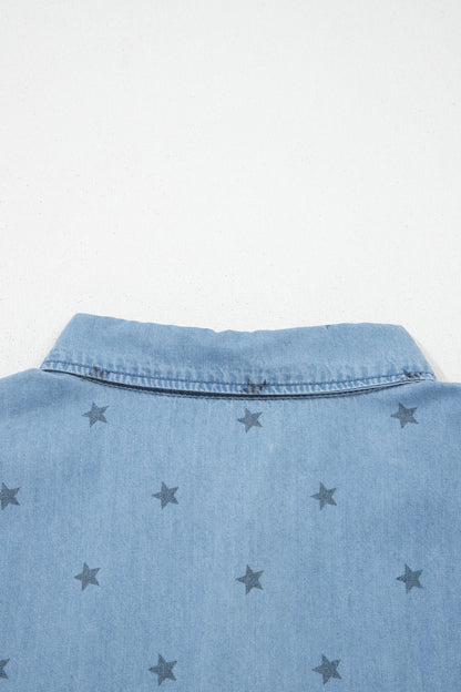 Star Denim Double Chest Pocket Short Sleeve Shirt